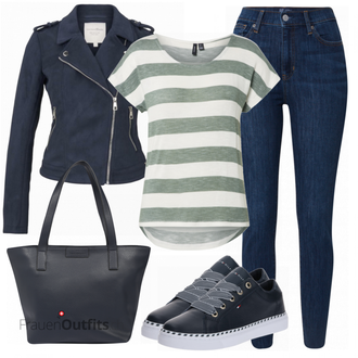 Outfit mit Blau Sneaker Tommy Hilfiger "Freizeit Outfit für den Frühling"