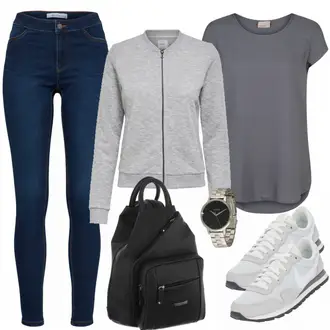 Sport Outfits mit Bluse Große Größe VERO MODA, Grau/Hellgrau Große Größe Mantel/Sweatmode/Strick Große Only "freestyle"