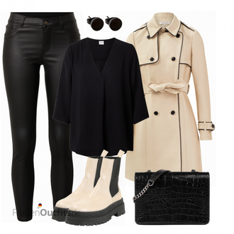 Outfit mit Schwarz 3/4 Bluse/Klassische Tunika/Elegante Tunika/LongBluse/Oversize Bluse/Tunika A-linie/Tuniken-Shirt/Tunika JdY "Modisches Freizeit Outfit"