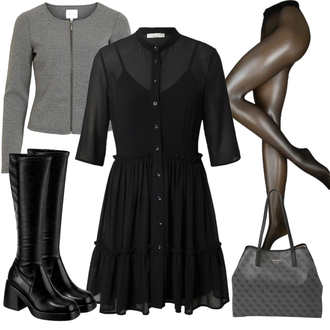 Laufen Outfit mit Schwarz Kleid Große Größe/Lederjacke/Klassische Tunika/Elegante Tunika/ausgefallene tunika/Longbluse/Tunika A-linie/Tuniken-Shirt/3/4 Arm Kleid/Blusenkleid/Chiffon Kleid/Französisches Kleid/Hemdkleid/Tunika guido maria kretschmer women "Schicker Businesslook"Look: Lindy Hop, Tanzen, Laufen