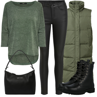 Winter Outfits mit Türkis/Grün/Hellblau 3/4 Bluse/Klassische Tunika/Elegante Tunika/ausgefallene tunika/Festliche Tunika/Lederjacke/Tuniken-Shirt/Shirt & Top Große Größe/Tunika Only "Winterlicher Look"