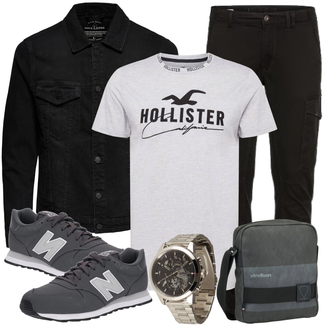 Winter Outfit mit Schwarz/Khaki/Dunkelgrau CargoHose/FunktionsHose/Zip Off Hose/Cargo-JoggingHose/TrekkingHose/WinterHose Jack & Jones "Freizeit Outfit"