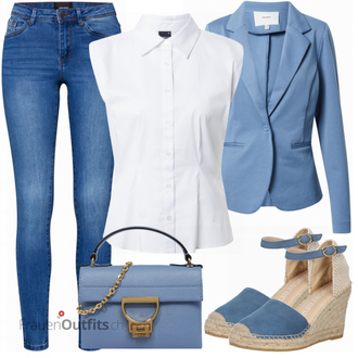 Outfit mit Grau/Weiß Casual Top Gina Tricot "Schönes Frühlings Outfit"