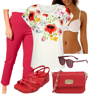 Outfit mit Rot Sandalen Camper "M]odisches Frühlingsoutfit"