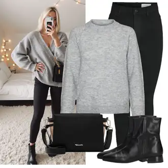 Outfit met zwart/grijs Vintage Enkellaarsje/Zomerse enkellaarsje/Gevoerde Enkellaars/Leren enkellaars/Laars met Lamsvacht/Platte Enkellaarsje/Klassieke laars/Chelsea Boot Vagabond Shoemakers "Modieuze lente outfit"