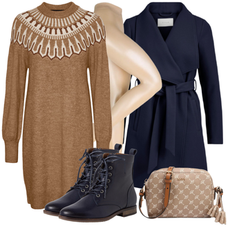 Outfit mit Braun Kleid Vero Moda Petite "Winterlicher Look"