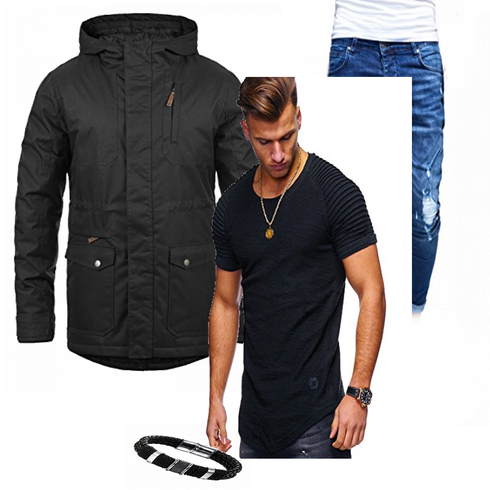 Blau Jacke Winter Parka !Solid kombinieren