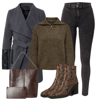 Raton laveur tenues avec Gris foncé/Bleu foncé/Gris Manteau Caban/Manteau Mi-long/Manteau en Laine Polaire/Manteau Blazer/Manteau de Mi-saison/Manteau en Loden/Manteau d'Hiver Manteau de Laine VERO MODA "Tenue d'hiver"