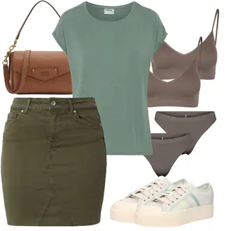 Outfit mit Dunkelgrün/Khaki Short Große Größe/Cargo Rock/Cordrock/Jeansrock/Minirock/Moderne Rock Only "Outfit für den Sommer"