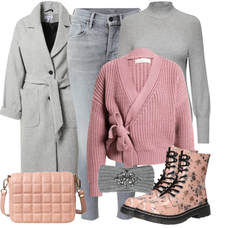 Outfit mit Grau/Dunkelgrau Ohrenwärmer & Stirnband Ohrenwärmer/Kopfbedeckung About You "Winterliches Freizeit Outfit"