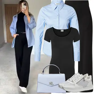 Pilates Outfit sa Crna/Smeđa Hlača Velika Veličina JdY "Proljetni Outfit"Look: Pilates