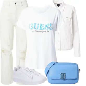 Wide Leg Outfit mit Weiß/Creme/Beige/Khaki/Hellgrün Cargojeans/Cropped Jeans/Dad Jeans/Girlfriend Jeans/Jeans mit Schlitz/Jeans mit Loch/Leather jackets/Vintage jeans Tally Weijl "Outfit Für Den Sommer"