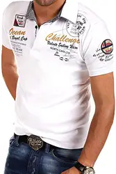 behype. Herren Kurzarm Polo-Shirt T-Shirt Polo-Hemd 20-7282 Weiß M