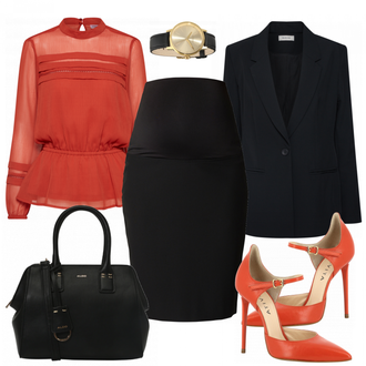 Stoff Outfit mit Schwarz/Dunkelblau Lederjacke/Blazerjacke/Boyfriend Blazer/Zweireiher Blazer/Strick­blazer/Oversize Blazer/Kurzblazer/Sweatblazer/Lederjacke für Männer/Lederjacke Modström "Lady"