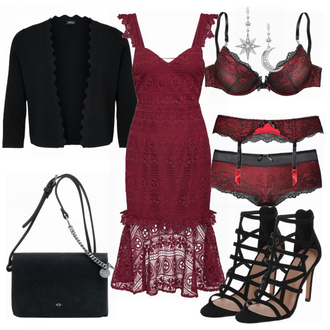 Festlische outfits mit Unterhose Strumpfhalter JETTE "Love Triangle kleid"
