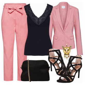 Outfit mit Schwarz High Heel/Sandalette Bullboxer "Vila top"