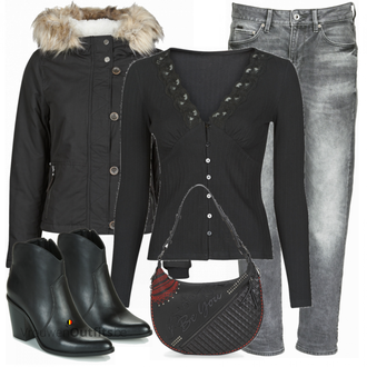 Outfit met Schoudertas Desigual "Kleurrijke winteroutfit"