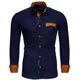 Reslad Männer Hemd bügelfrei Slim Fit Freizeit-Hemden Party Disco Business Herren Zweifarbig Langarm Neu RS-7205 Dunkelblau M