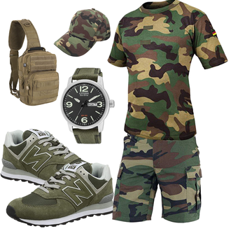 Paintball Outfit mit Grau FISHSHOP "Auffälliger Sommer Look"Look: Baseball, Angeln, Wandern, Jagd, Motorrad, Paintball, Trekking
