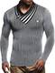 Leif Nelson Herren Pullover Strickpullover Hoodie Basic Schalkragen Sweatshirt Longsleeve Langarm Sweater Feinstrick LN1425; Gr__e M, Schwarz-Ecru