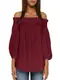 ZANZEA Damen Schulterfrei 3/4 Arm Freizeit Party Strand Lose Tops Shirt Bluse 01-weinrot M