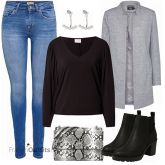 Outfit mit Schwarz Chelsea Boot/Lederjacke/Leder Stiefelette/Gefütterte Stiefelette/Gummistiefelette Only "Freizeitlook mit Stil"