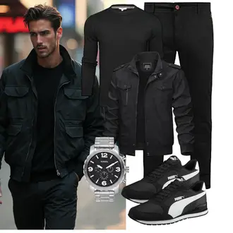 Streetwear Outfit mit Schwarz KEFITEVD "Freizeit Outfit"Look: Militär, Streetwear, Outdoor, Indoor