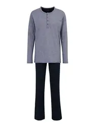 SCHIESSER Pyjama lang navy / graumeliert