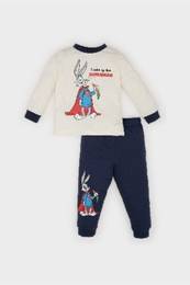 Baby Boy Looney Tunes Pajama Set Combed Cotton Crew Neck Long Sleeve Top Elastic Waist Long Bottom D53