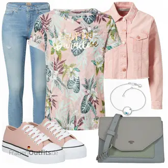 Outfit mit Blau/Hellblau/Braun Lederjacke/High Waist Jeans/Jeans mit Schlitz/Push up Jeans/Schlupfjeans/Leder Schuhe/Herren Lederjacke Only "Stilvoller Look für die Freizeit"