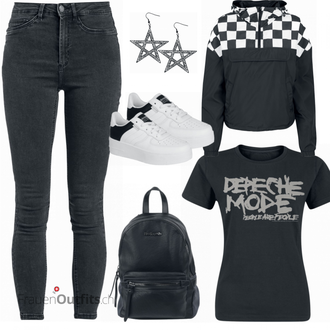Outfit mit Blau T Shirt Depeche Mode "Depeche Mode Freizeitoutfit"