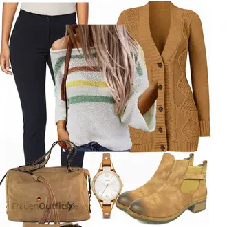 Gefütterte Outfit mit Braun/Beige Wasserdichter Stiefel/Winterschuh/Flache Stiefelette/Gummistiefelette/Winter Stiefelette/Gefütterte Stiefelette/Lederjacke/Chelsea Boot Rieker "Schickes Herbst Outfit"