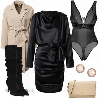 Elegante Outfits Satin mit Schwarz Kleid Große Größe Gina Tricot "Eleganter Abendlook"