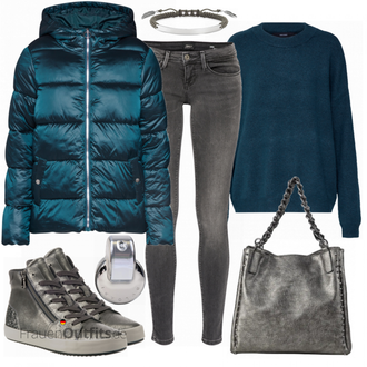 Outfit mit Grau Sneaker Geox "ONLY Jacke"