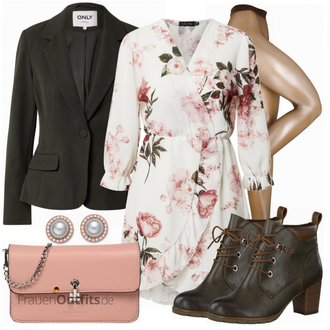 Outfit mit Beige/Braun/Rosa/Weiß Bikini große größe/Leggings Große Größe/Hose Große Größe Falke "Herbst Outfit für die Party"