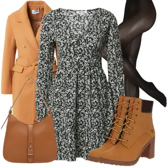Outfit mit Braun Stiefel/Ledermantel Timberland "Stilvoller Look für die Freizeit"