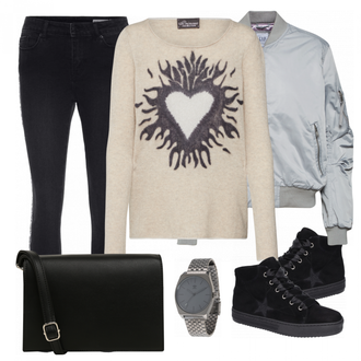 Outfit met blauw Sneaker Gabor "Maria"