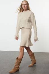Stone Soft Texture Knitwear Bottom-Top Set