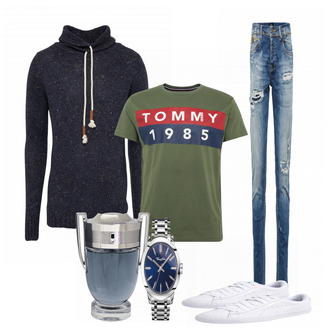 Outfit mit Weiß Sneaker Puma "Champion"
