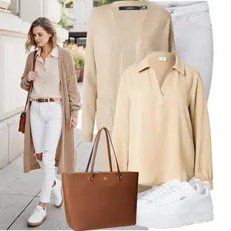Outfit mit Grau/Weiß/Creme/Silber Jeans Lederjacke/Ankle Boot/Biker Jeans/CapriJeans/Jeans mit Schlitz/Low Rise Jean/Low Waist Jean/Push up Jeans/Slim Fit Jeans/Cuir Chaussures Only "Schönes Frühlingsoutfit"