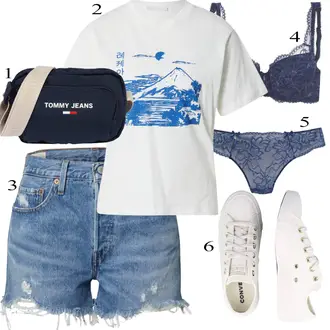 Outfit sa Bijela/Krem/Kaki Platnena tenisica/Tanka tenisica/Kožna tenisica/Niska Tenisica Converse "Ljetni outfiti"