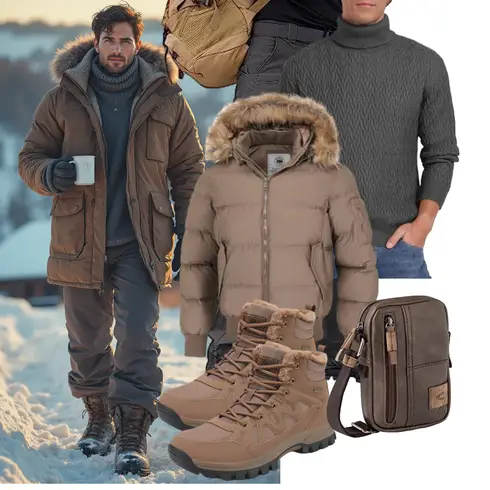 Braun/Khaki/Beige Winter Sneaker/Wasserdichter Stiefel/Wasserfester Schuh/Wasserdichter Outdoorschuh/Herren Lederschuhe/Trekkingstiefel FLARUT kombinieren