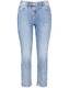 Samoon Damen 5-Pocket-Jeans Betty im lässigen Used-Look 5-Pocket, Schmale Hose, Hose Hose Jeans verkürzt Hose unifarben, Used-Effekt leicht verkürztes Bein Große Größen Blue Denim 46