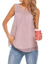 Parabler Damen Sommer Chiffon Top Ärmellose Blusentop Tank Top Elegant Weste Top Shirt Bluse Oberteile