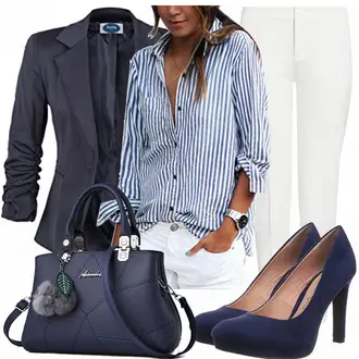 Outfit mit Schwarz High Heel Buffalo "blueStripes"
