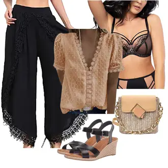 Latex Outfit mit Schwarz/Beige/Rot Espadrille-Sandale/Kork Sandale Mit Keilabsatz/Vintage Sandale/Sandalen Bequem/Wedge Schuh/Sandale Mit Keilabsatz/Spangenschuh/Sommer Schuh Amazon Essentials "Schoner Sommer Look"