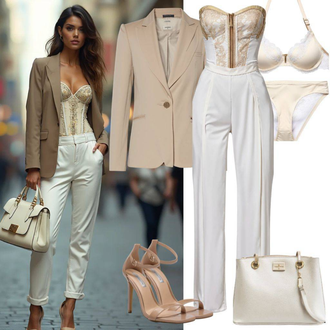 Svatovski gost Outfit sa Bijela Zimski Kombinezon/Elegantni Kombinezon/Ljetni Kombinezon/Vjenčanje Kombinezon/Svečani Kombinezon/Plisirani Kombinezon misspap "Elegantan izgled"
