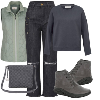 se zipem Kůže Outfit s Kozačka Kotníková Bota "Podzimní Look"