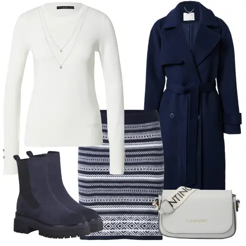 Dunkelblau/Blau Gefütterte Stiefelette/Lederjacke/Flache Stiefelette/Klassischer Stiefel/Winter Stiefelette MARCO TOZZI kombinieren mit Silber/Rosa/Grau/Weiß Schmuck Feine Kette/Collier/Reich verzierte Halskette Pilgrim