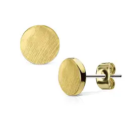 KULTPIERCING - Ohrringe Rund Brushed Finish 1 Paar Ohrstecker 316 L Chirurgenstahl/Edelstahl Damen Schmuck Ohr-Schmuck Studs - Gold